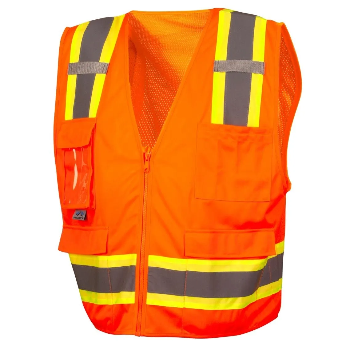 RVZ24 Hi Vis Mesh Back Vest - ANSI 2, Type R, 6 Pockets, Zipper (PK 5 Vests)