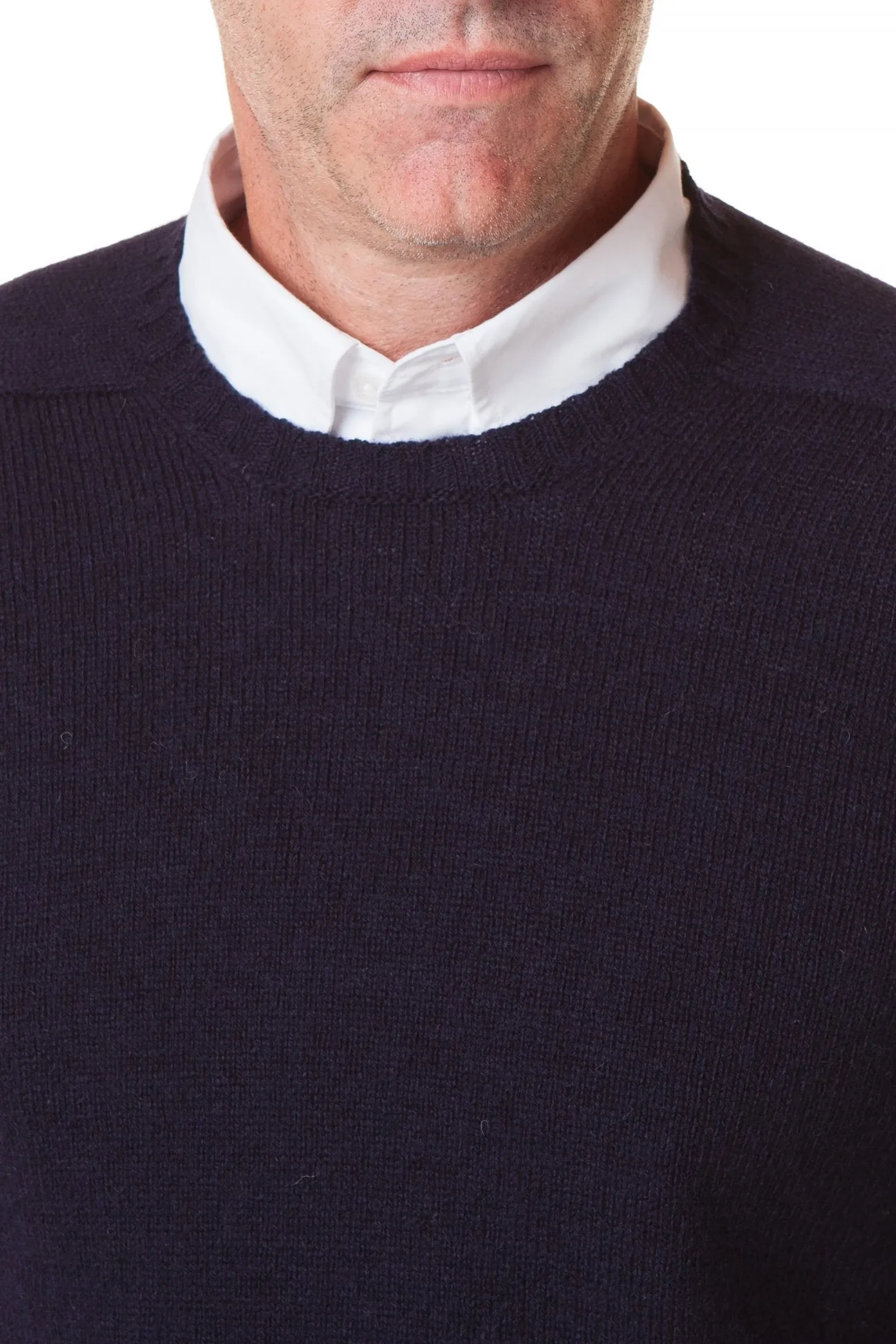 Scottish Shetland Crew Neck Sweater Dark Navy