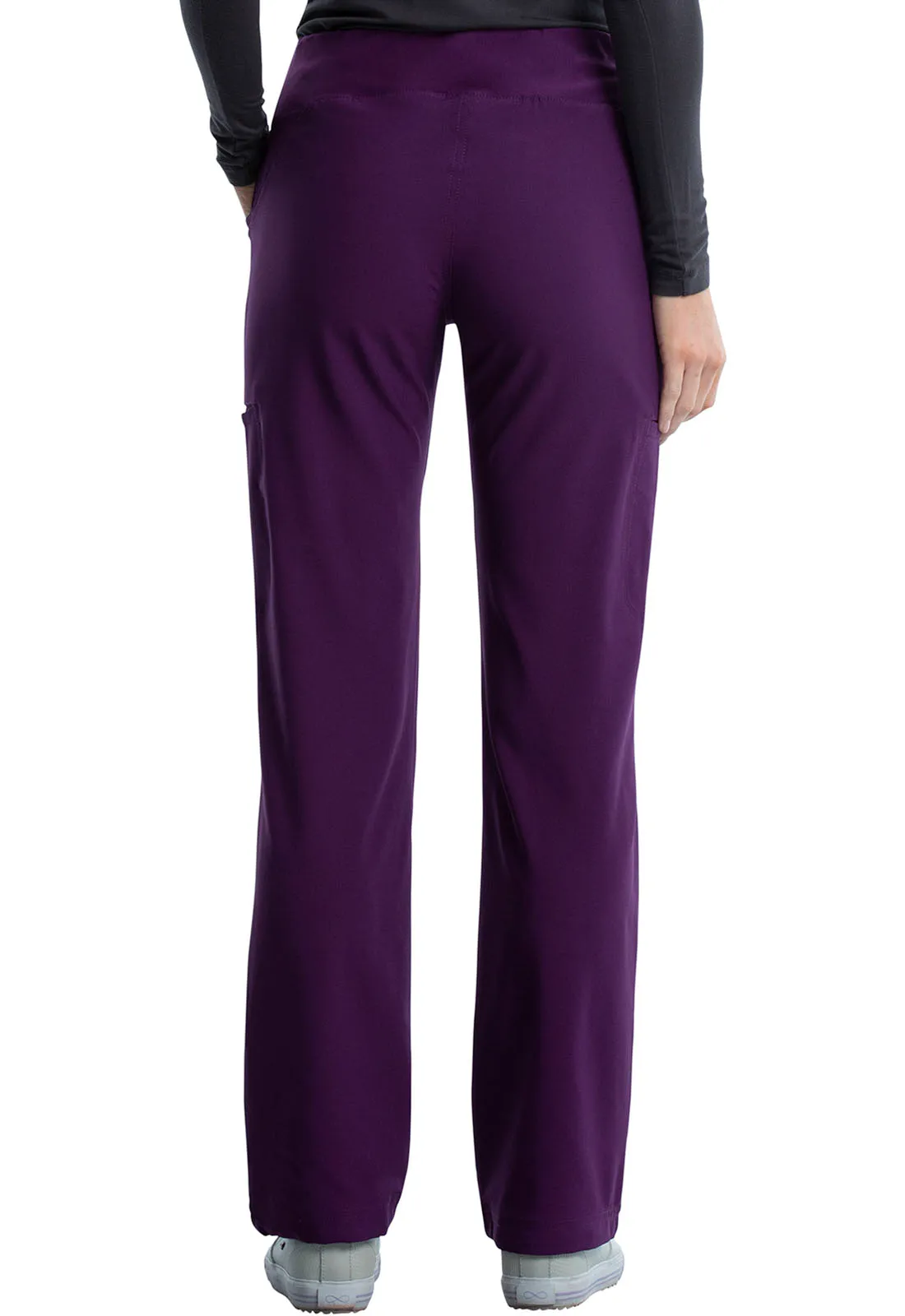 Scrub Pants - Cherokee Women's iFlex Mid Rise Straight Leg Pull-on Pant - Eggplant, CK002