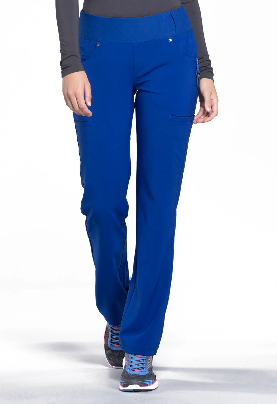 Scrub Pants - Cherokee Women's iFlex Mid Rise Straight Leg Pull-on Pant - Galaxy Blue, CK002