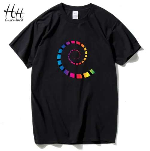 T-Shirts HanHent Printed Spiral O-neck Cotton