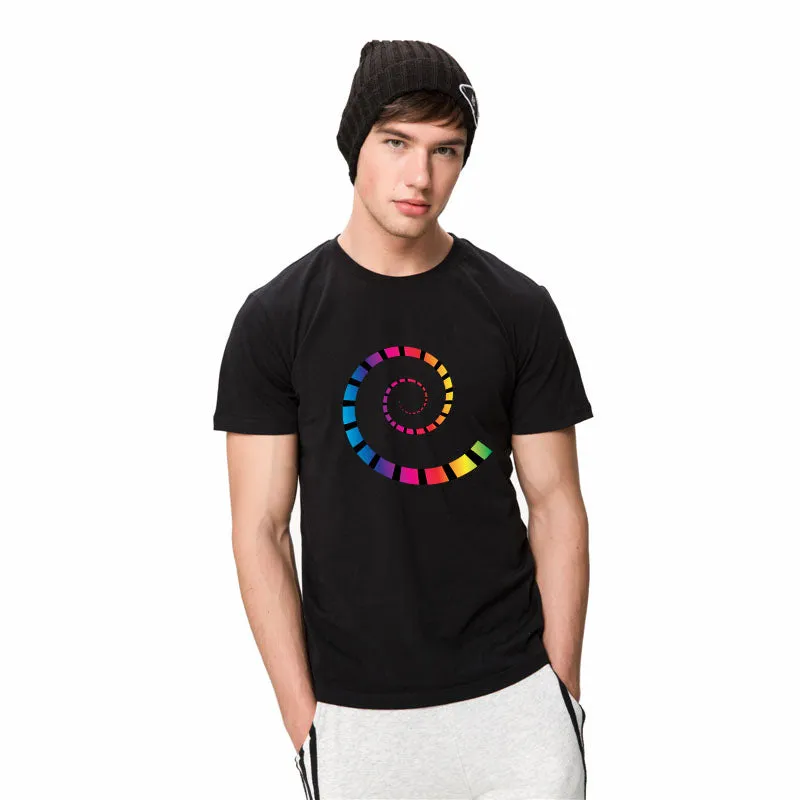 T-Shirts HanHent Printed Spiral O-neck Cotton