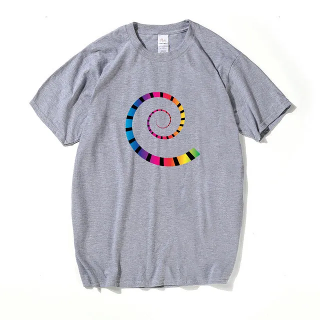 T-Shirts HanHent Printed Spiral O-neck Cotton