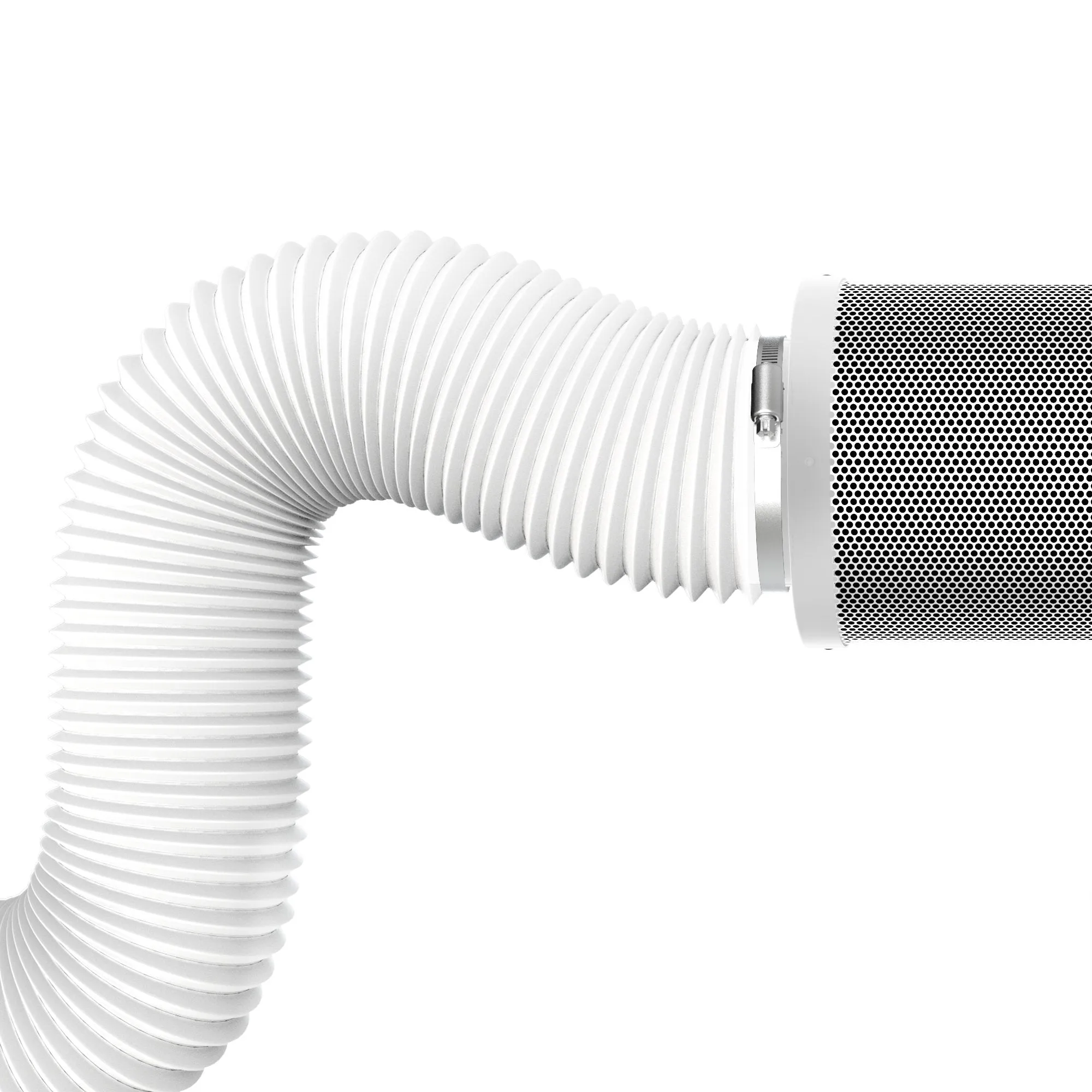 TerraBloom 8" Air Duct - 8 FT Long, White Flexible Ducting with 2 Clamps