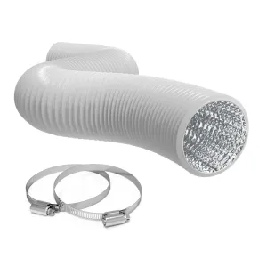 TerraBloom 8" Air Duct - 8 FT Long, White Flexible Ducting with 2 Clamps