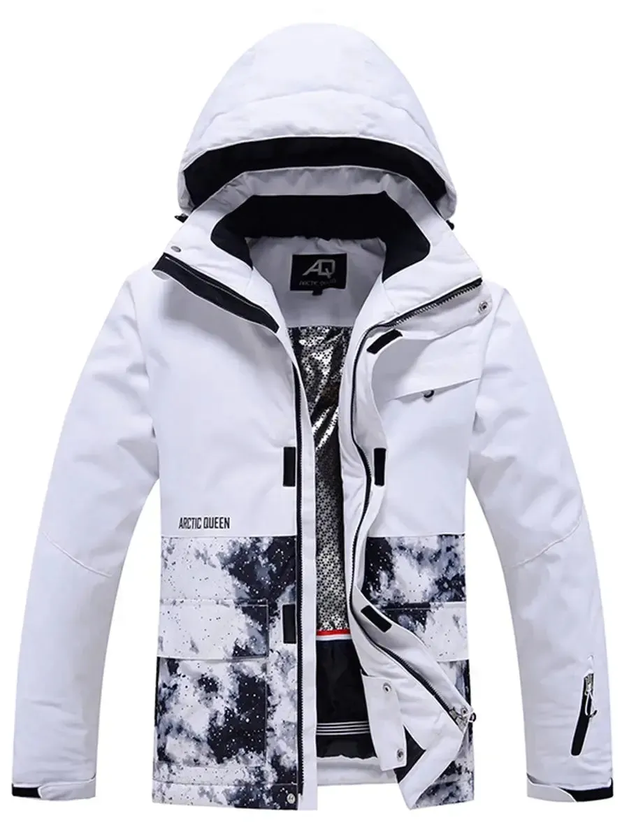 Unisex Ski Snowboarding Insulated Jacket Printed Hooded Coat