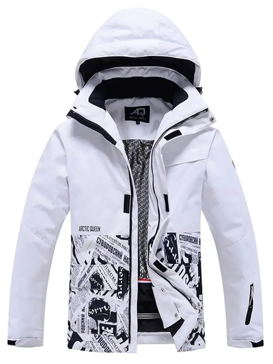 Unisex Ski Snowboarding Insulated Jacket Printed Hooded Coat