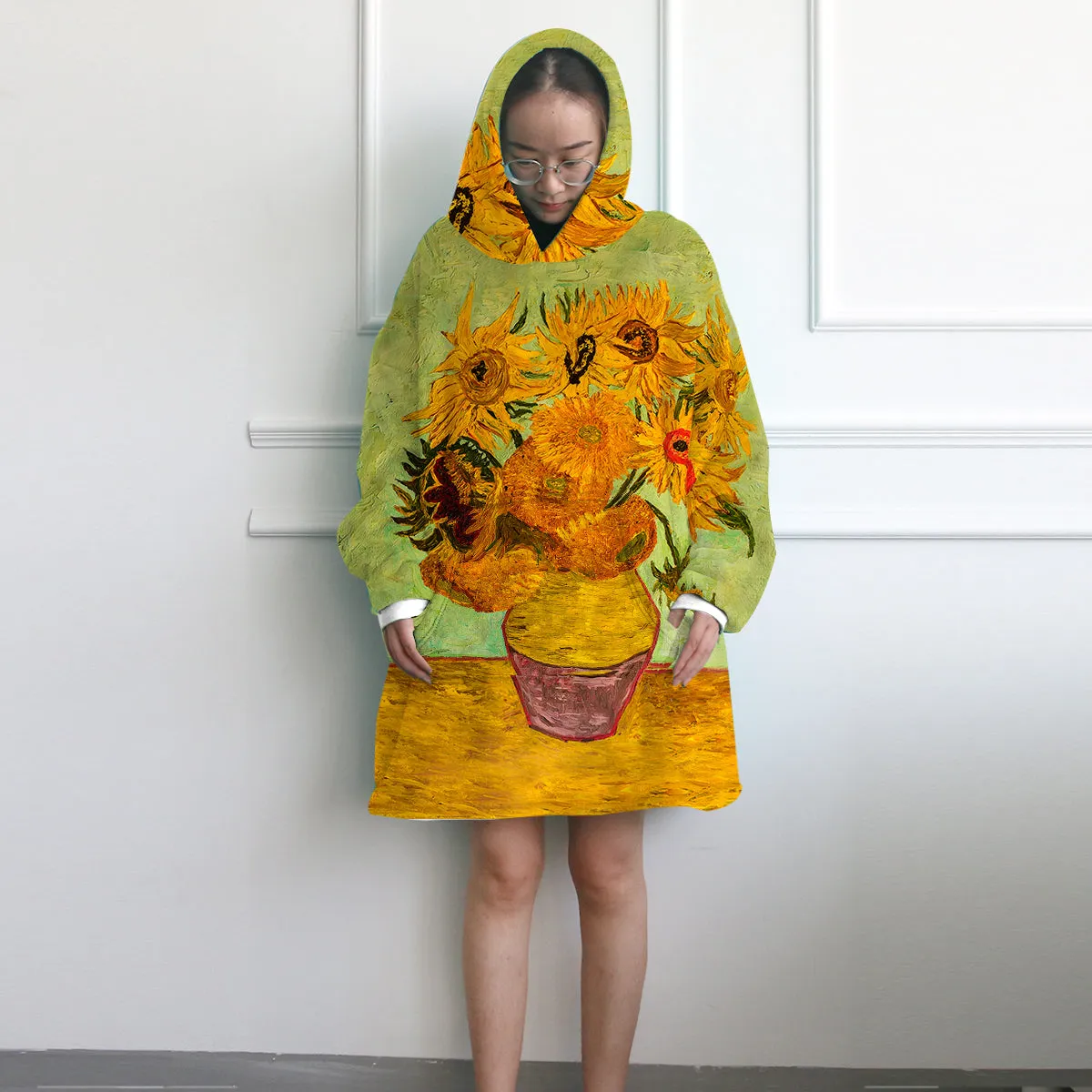 Van Gogh's Sunflowers Wearable Blanket Hoodie