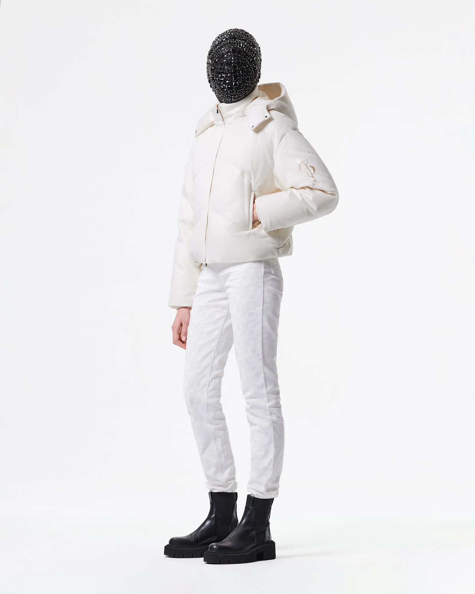 WHITE CASHMERE PADDED PARKA