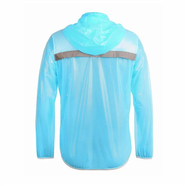 WOSAWE Waterproof Windproof Blue Long Sleeve Cycling Raincoat