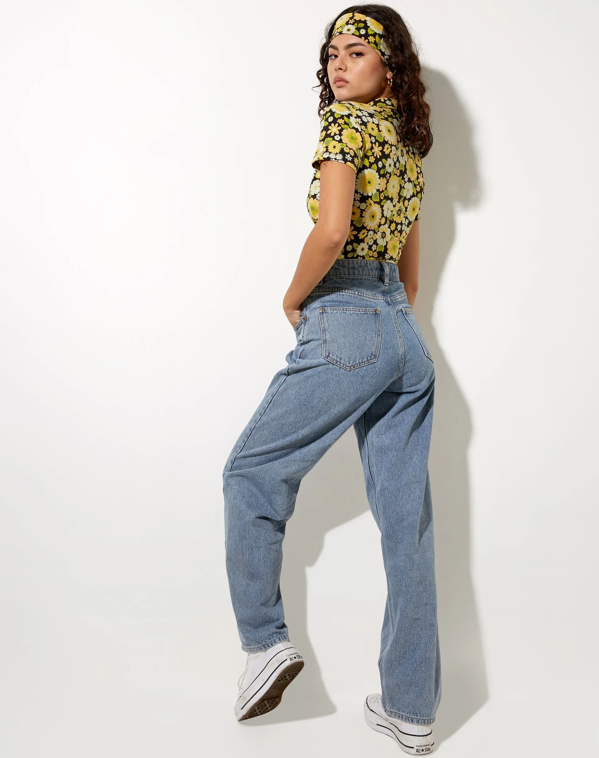 Wuma Cropped Shirt in Retro Floral