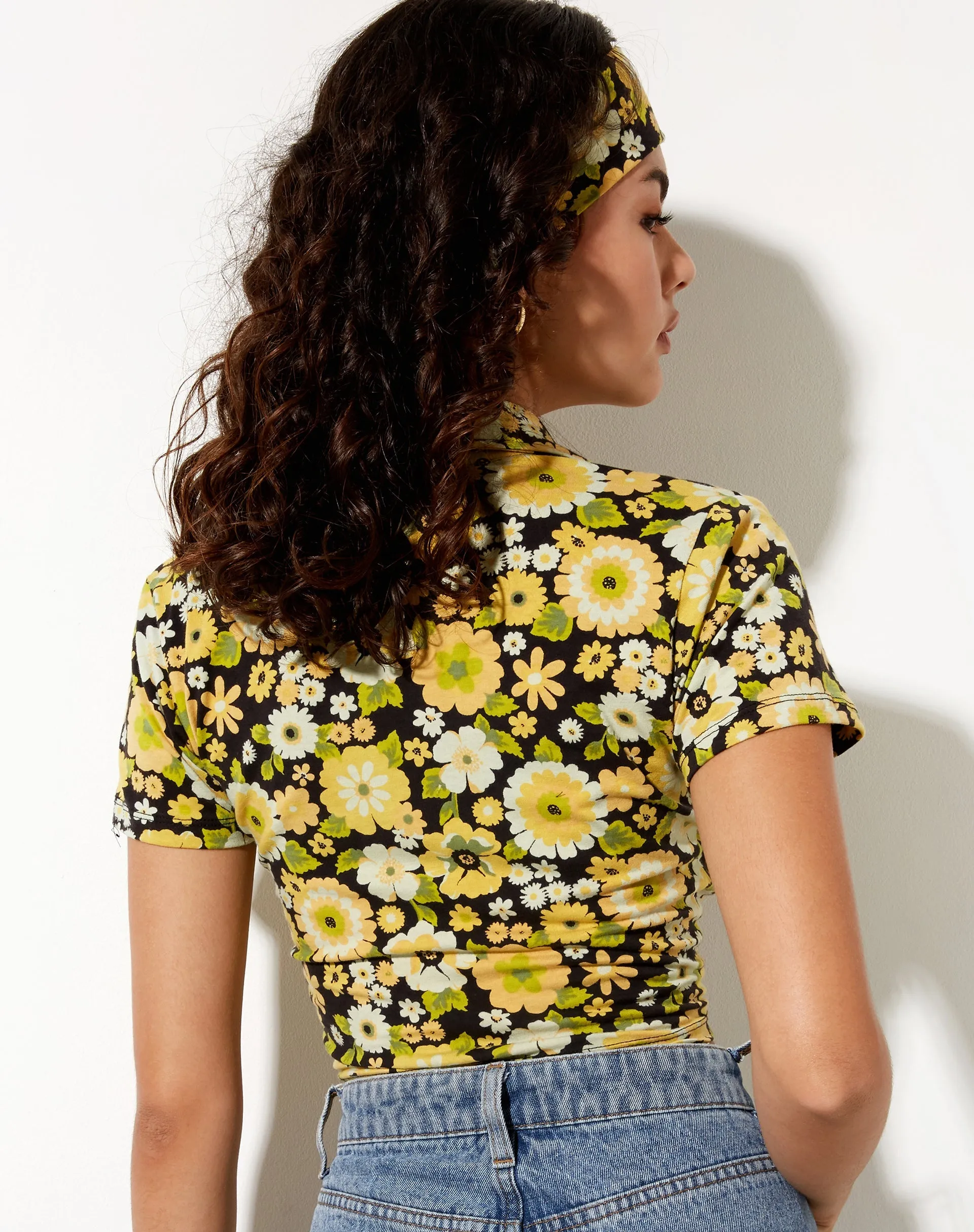 Wuma Cropped Shirt in Retro Floral